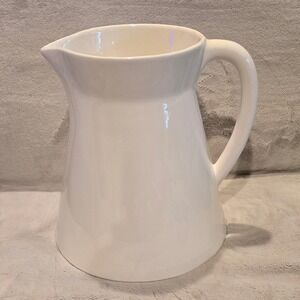Faria & Bento White Earthenware Pitcher Handcrafted in Portugal Glossy Ceramic